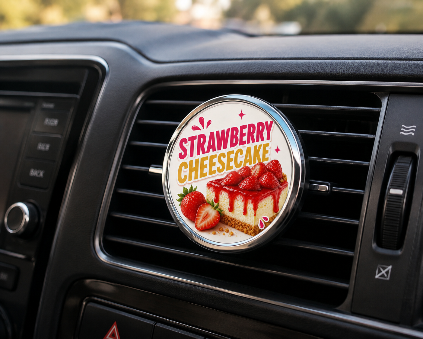 Strawberry Cheesecake Magnetic Refillable Car Air Freshener Vent Clip | Sweet Dessert Scent